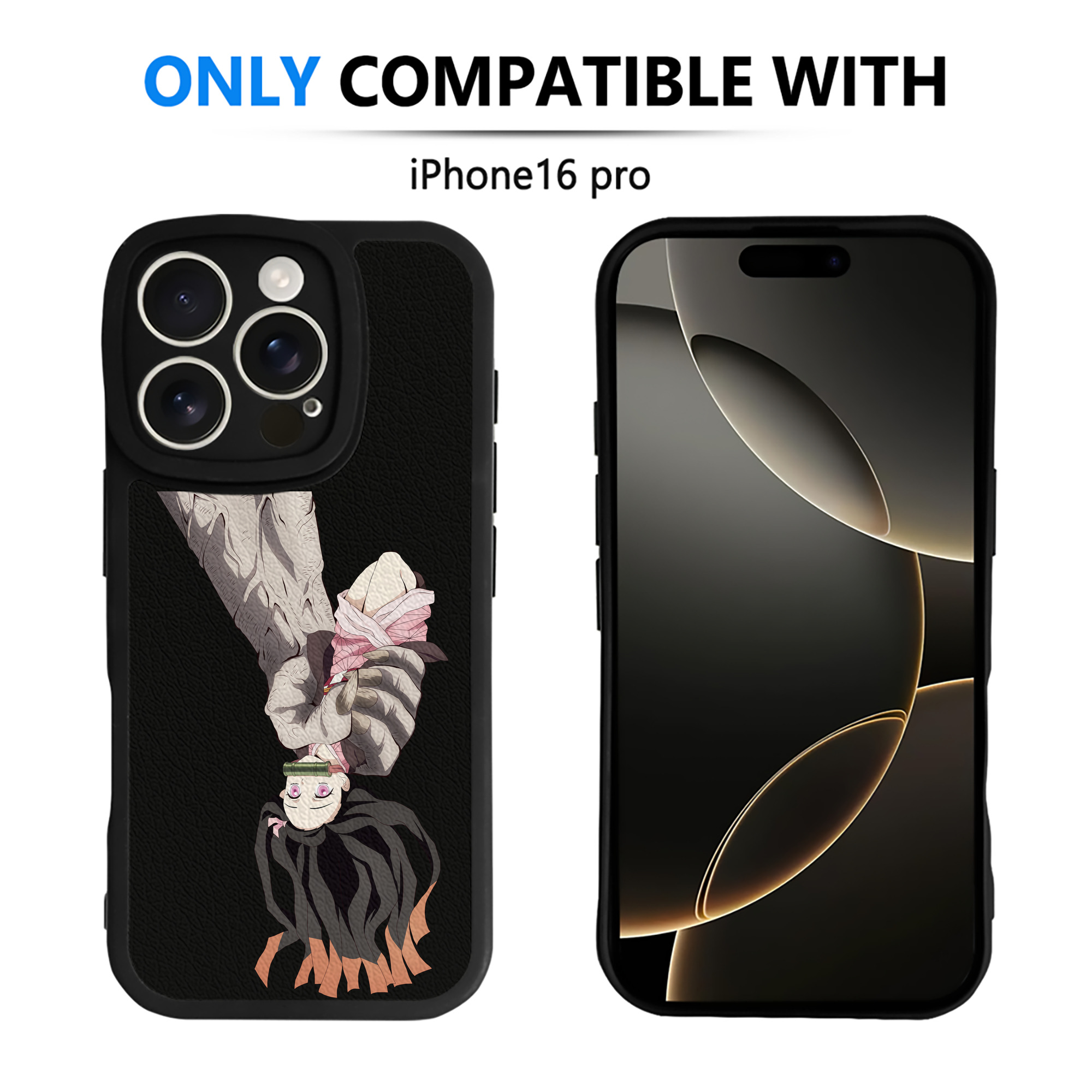 （画像用） 鬼滅の刃（きめつのやいば）竈門 禰󠄀豆子／かまど ねずこ Kamado Nezuko 【iPhone 16シリーズ対応】シリコンスマホケース（レザー調） 材質：シリコン